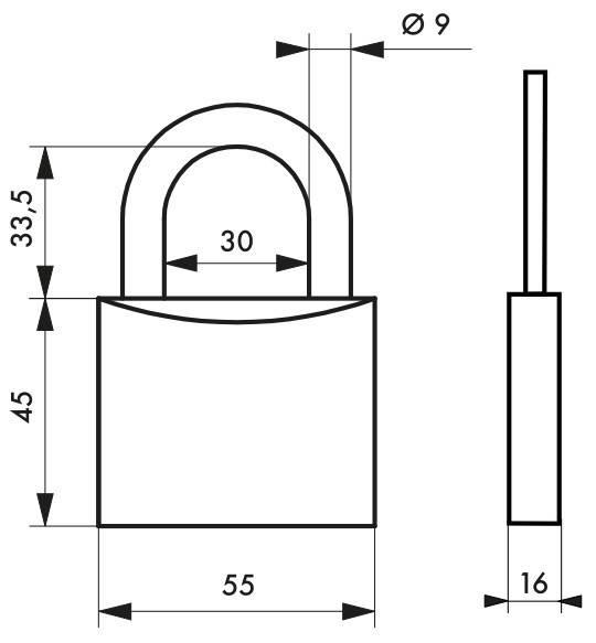 Cadenas à clé Mach 2 - 55 mm - Corps en laiton monobloc et anse acier cémenté - Sécurité pour casiers et caisses à outils_1
