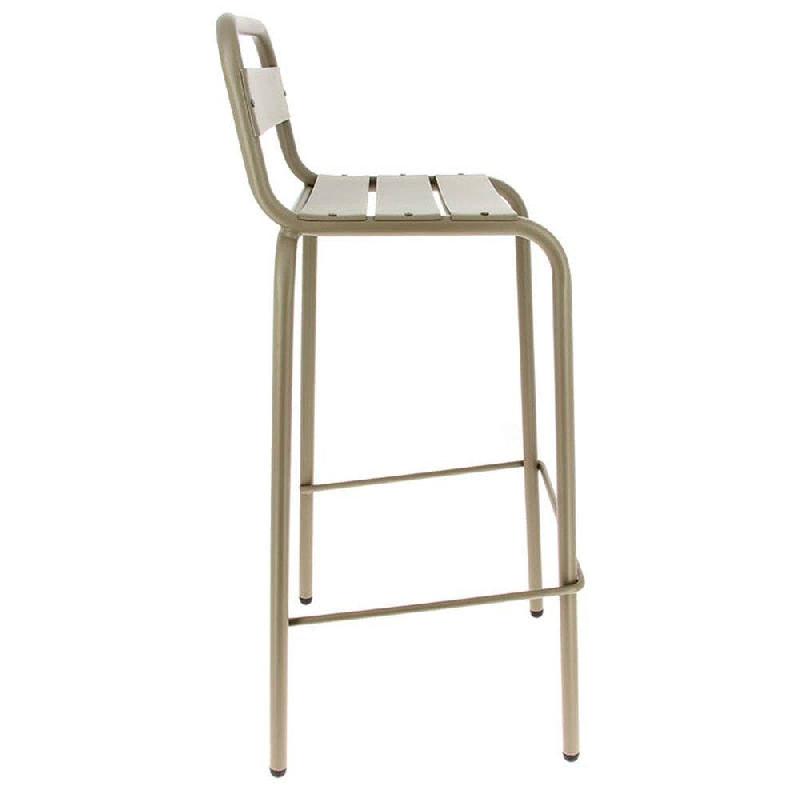 Chaise de bar d'extérieur empilable Avignon en aluminium finition taupe (3)_1