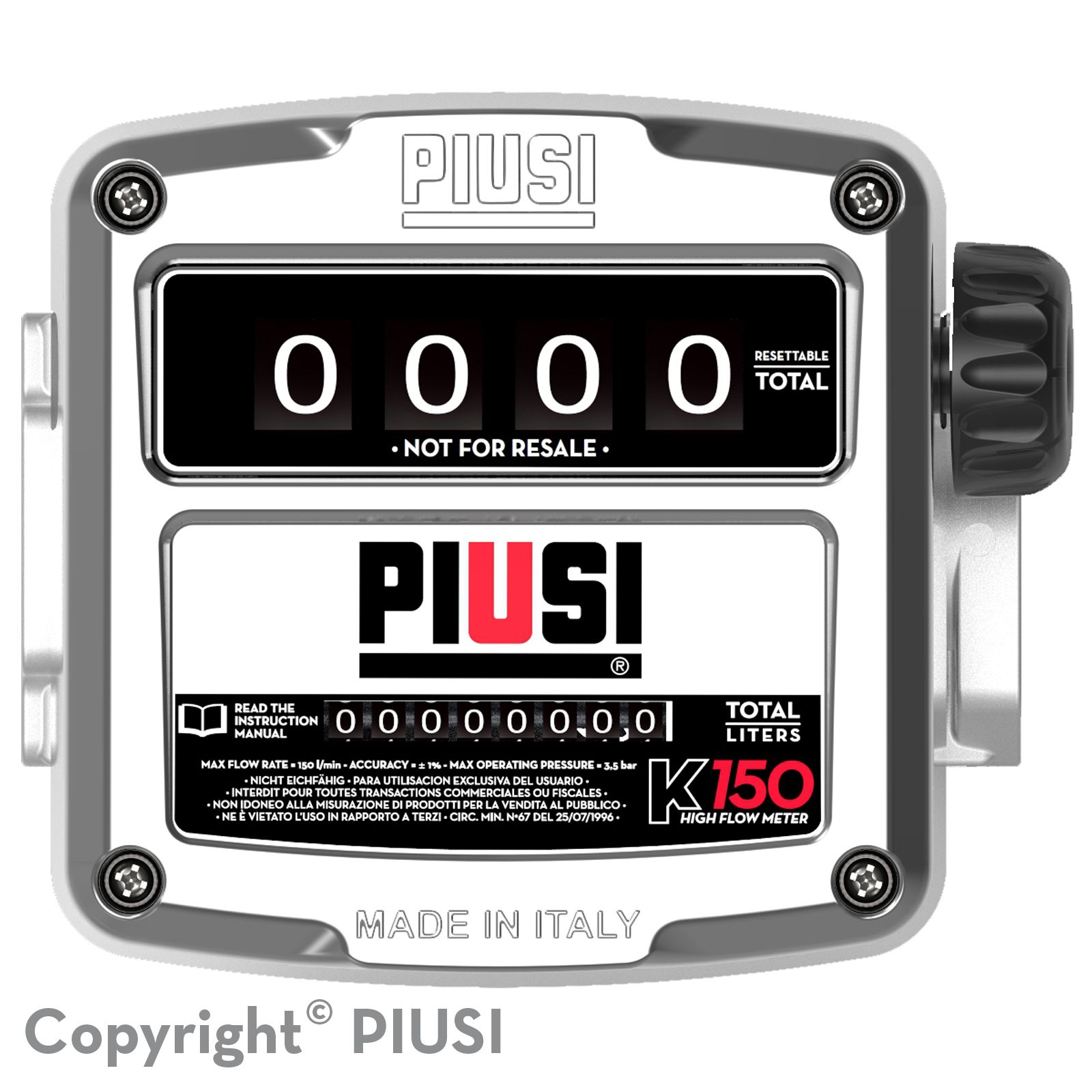 K150 ATEX - Débitmètre mécanique carburant Piusi Spa - Liquides : essence, gasoil, kérosène - Débit : 25 à 150 l/min - Certifié ATEX/IECEx_1