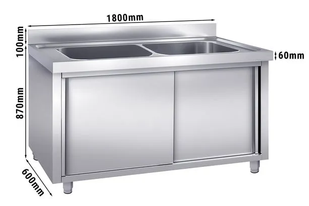 Plonge batterie 180x60cm sur meuble 2 cuves_1