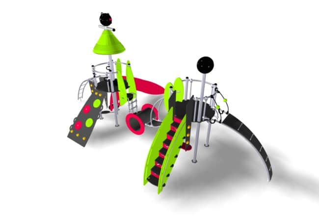 Structure multi-activités métallique Etnik Bali - LD1EK0160 - Ludoparc - 2 tours, inox, pour enfants de 2 à 8 ans_1