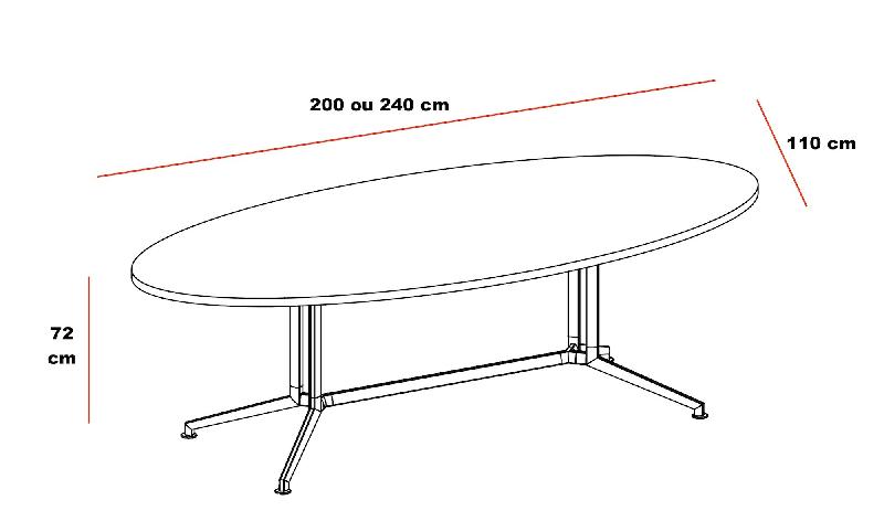 Table de réunion ovale X2 - Officity. - Blanc 9010, 200, Orme_1