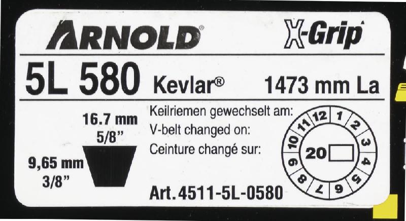 Courroie trapézoïdale X-Grip V - type 5L580_1