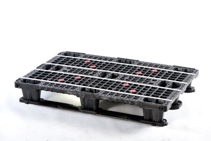 Palette de distribution en plastique 1200x800 mm - BL-1208DISPLAS - Plateau plein ou ajouré, 9 pieds emboîtables_1