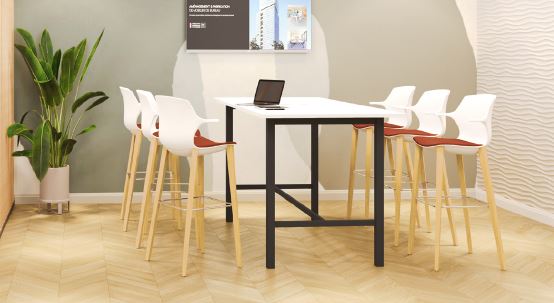 Table de réunion avec piètement métallique et repose-pieds intégré - PALMA - Plateau mélaminé, stratifié ou fibres_1