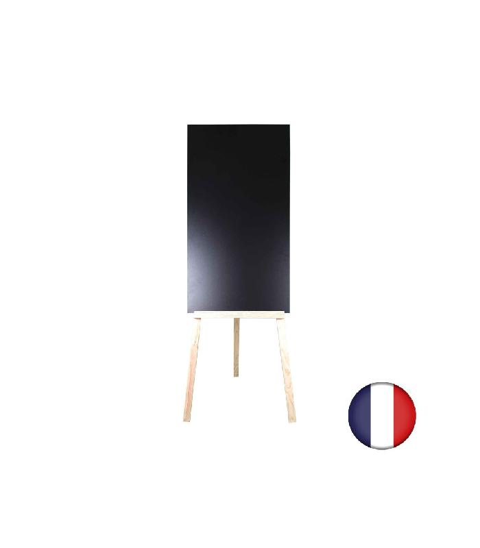 Chevalet trépied en bois brut avec ardoise double face - 97 x 52 cm - Référence : LSTF8BRUT+97X52_1