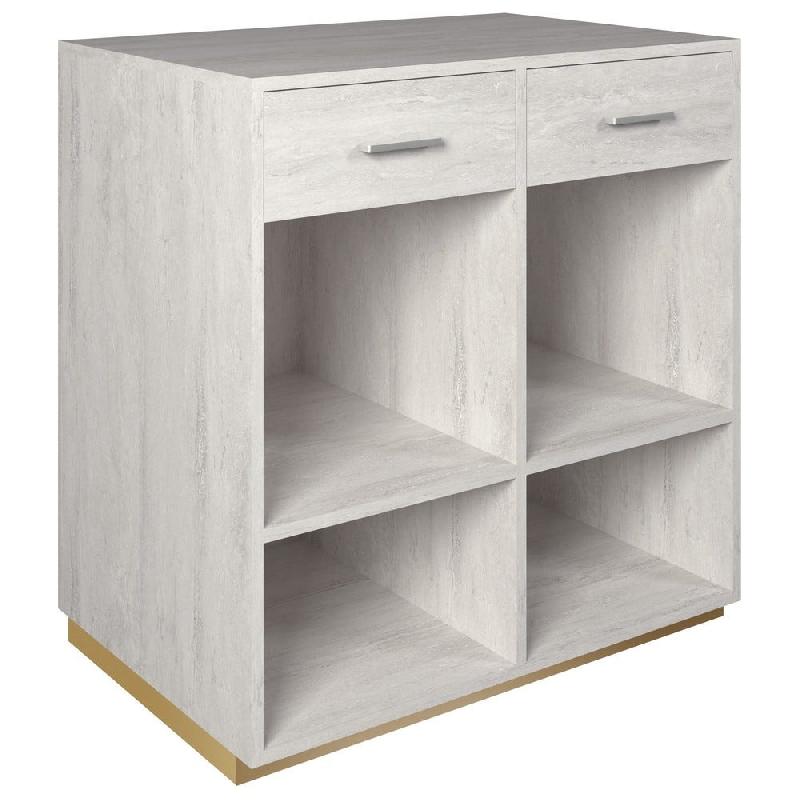 Comptoir 90x60x93,8cm/reposac 70x20xH12cm laqrose 2tir+2tabl. Travertin champagn_1