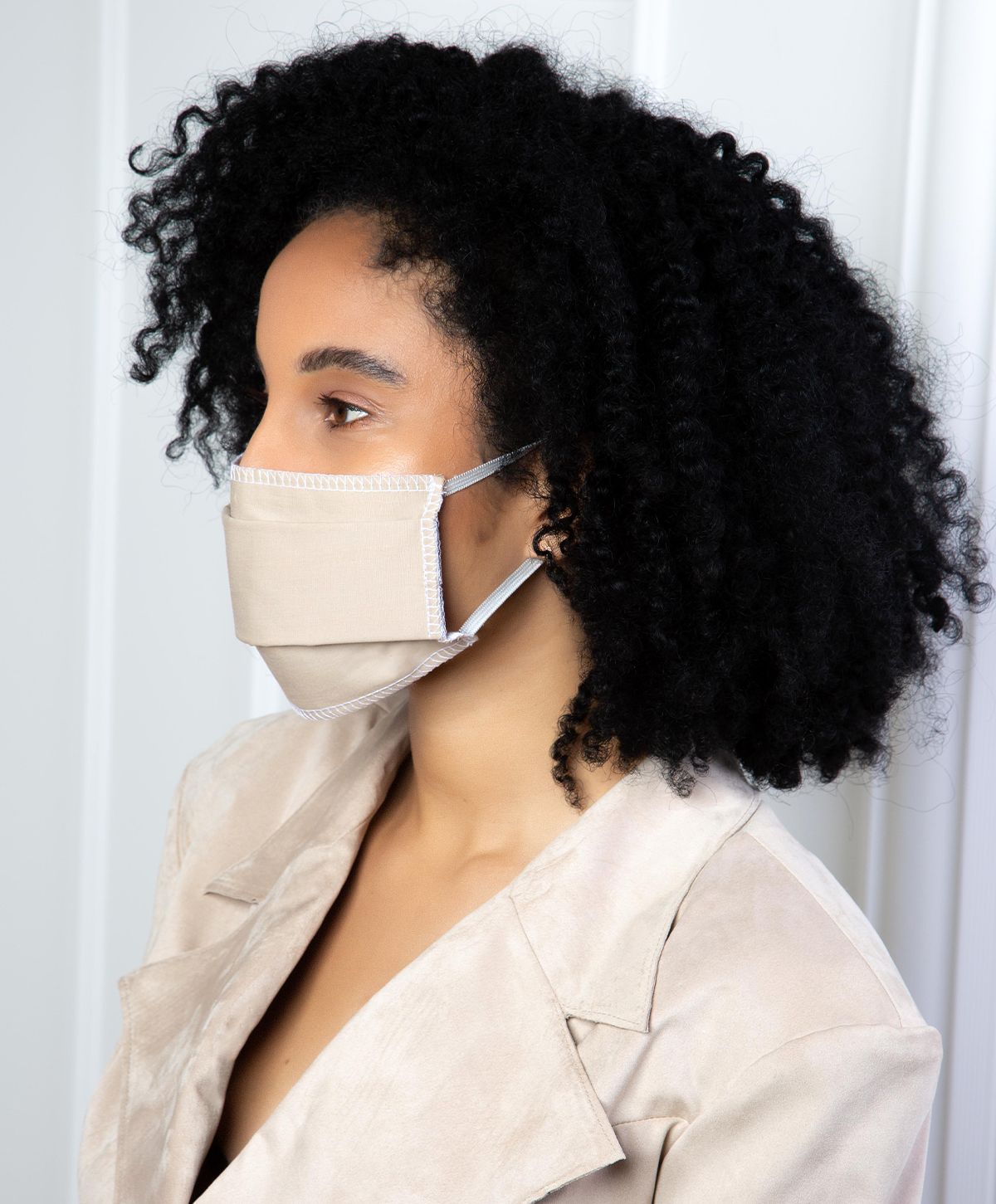 Masque lavable catégorie 1 AFNOR S76-001 - beige avec barrette nasale et 100% coton_1