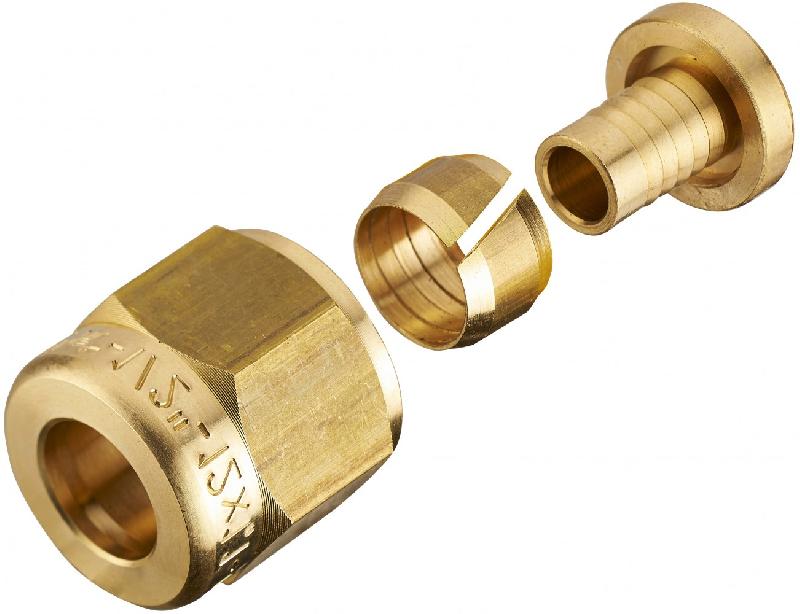Raccord droit à compression laiton avec écrou libre - F 20 x 27 pour tube en PER - Norme ACS_1