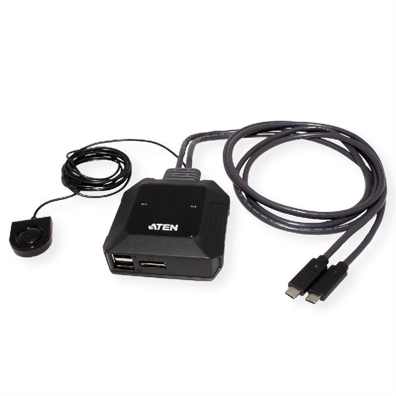ATEN US3312 Commutateur KVM DisplayPort 4K 2 ports USB-C avec sélecteur de port à distance_1