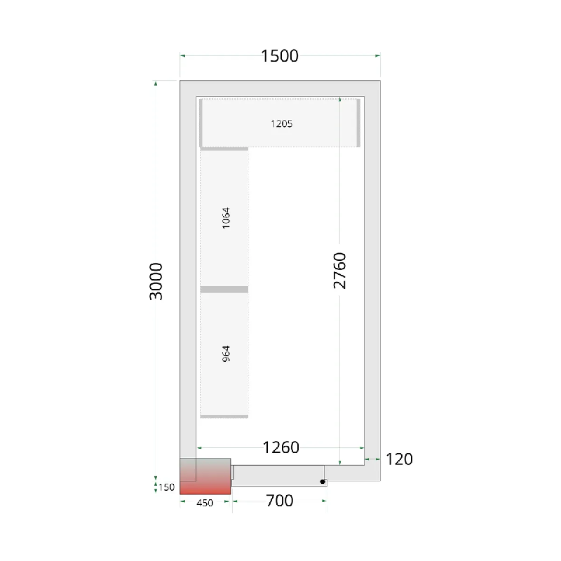 Chambre froide négative CRNF1530 Blanc 1500 x 3000 x 2200 mm TEFCOLD_1