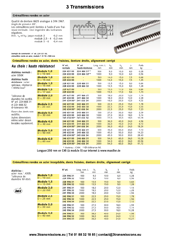 Crémaillère ronde acier et acier inoxydable_1