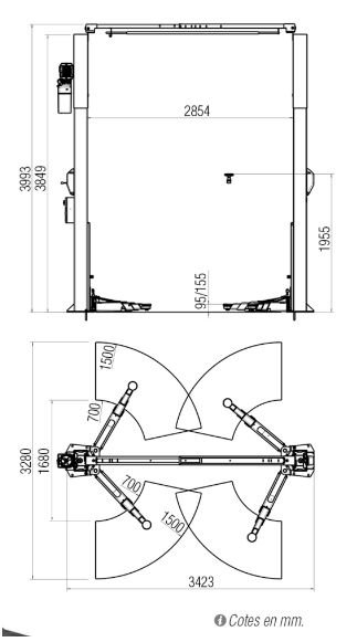 Pont elevateur hydrau. 2 colonnes 4t_1