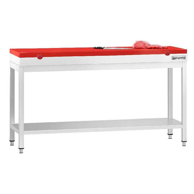 Table inox de découpe avec plan rouge - Profondeur 700 mm | Ggm - 1800_1