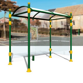 Abri bus Durance - structure aluminium - bardage verre sécurit - banquette incluse - 250 x 160 cm_1