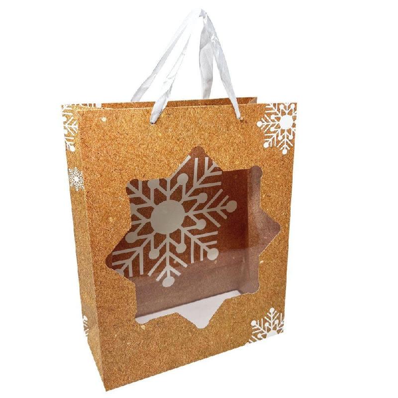 Sac luxe nature décor flocon avec fenêtre 26+12X32cm - par 12_1