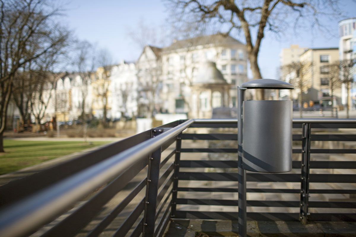 ABES Poubelle publique cylindrical 524 - 33L - Disponible en acier galvanisé ou revêtement par poudre RAL standard_1