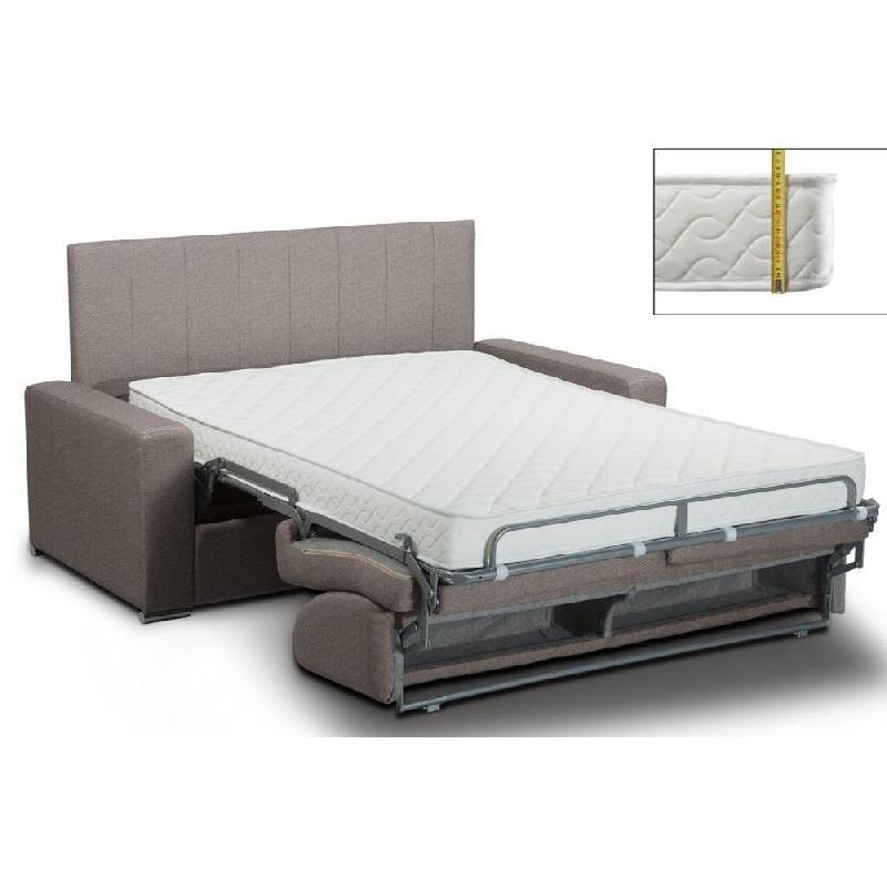 Canapé lit OPERA EXPRESS - Lattes 120cm - Matelas 16cm - Tête de lit intégrée - Tweed taupe sable - Convertible 2-3 places_1