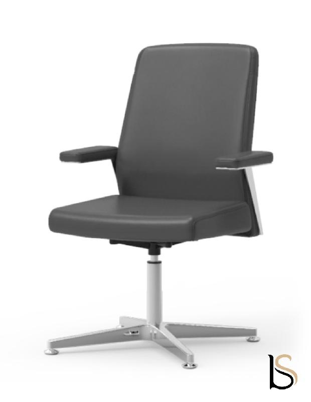 Fauteuil de réunion Teos - Mobel Linea - cuir gris, Monté_1