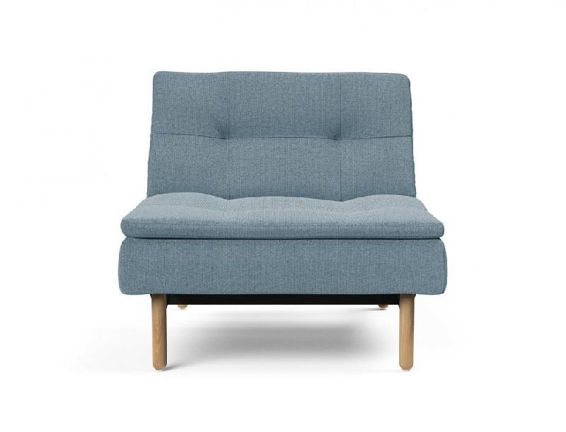 Fauteuil design Dublexo Stem convertible lit 90x115 cm - Pieds obus chêne naturel - Tissu soft indigo_1