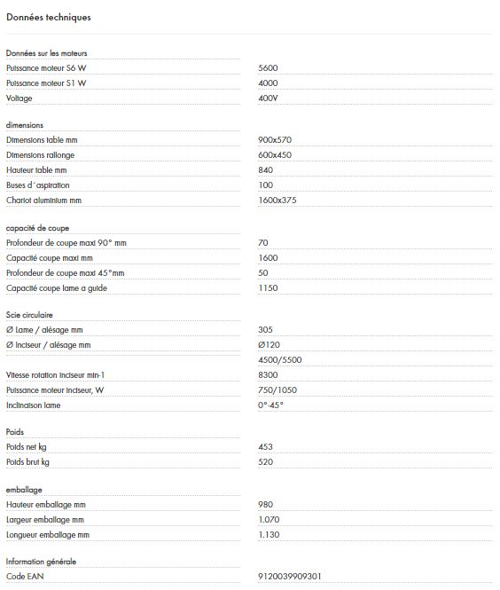 Scie à format Holzmann - moteur S6 5600W - modèle FKS305VF1600_400V - chariot en aluminium extra large_1