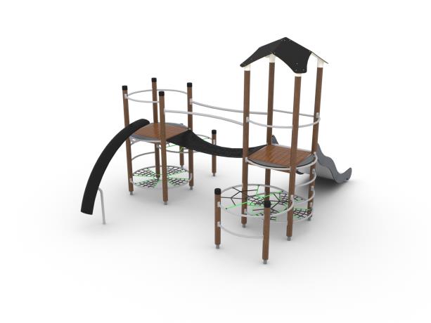 Structure multi-jeux 3 à 12 ans - UniPlay Assid - 8071397 - Hags - Poteaux bois - Vert - Sols fluents_1