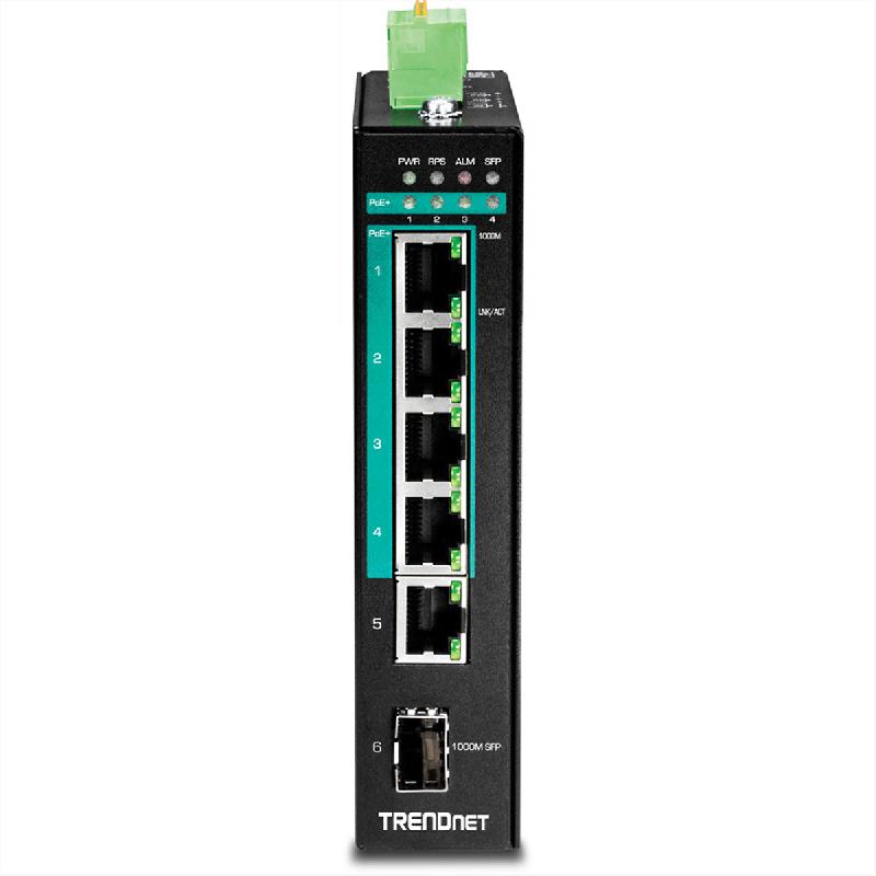 TRENDnet TI-PG541i Switch Rail DIN PoE+ Gigabit industriel de couche 2 à 6 ports_1