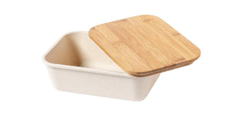 Boîte à lunch en plastique PP - couvercle en bambou - 1000 ml - avec sangle élastique_1