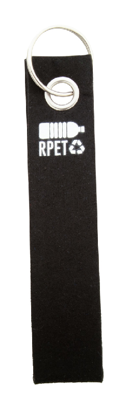 Porte-clés en feutrine RPET - labélisé RPET avec anneau en métal - Couleur noire_1