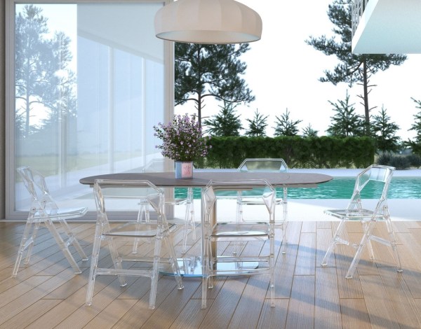 Chaise pliante en polycarbonate - design unique et pratique - IVAN - disponible en gris et transparent_1