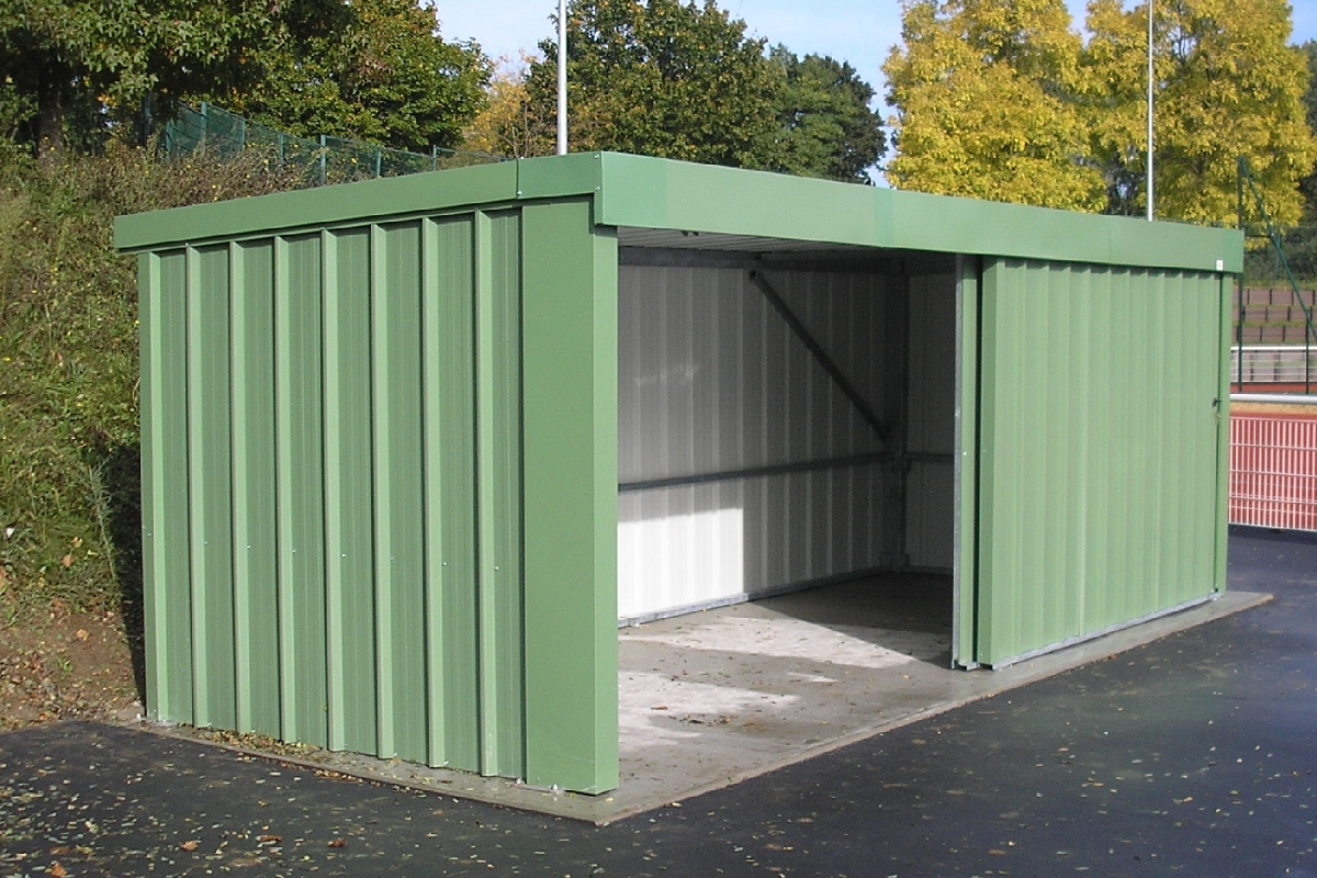 Garages métalliques fermés sur mesure - Série M - Toit plat pente arrière 5% - Ossature rectangulaire galvanisée_1
