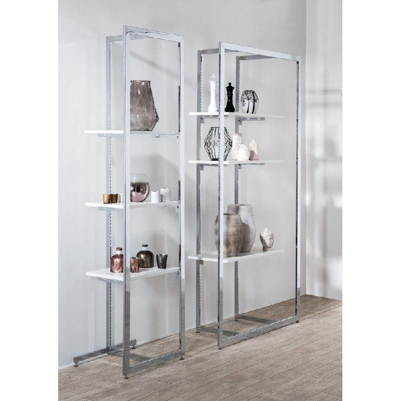 Kit Dali 2 structures chromées autoportantes avec étagères 68.7x240cm et 128x240cm_1