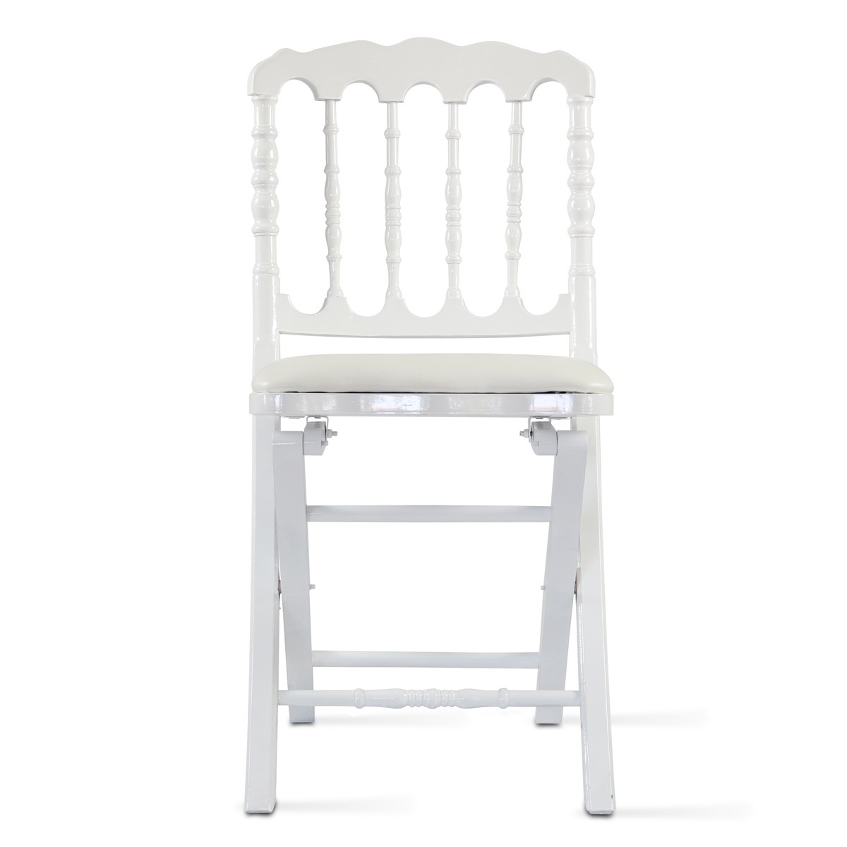 Lot de 2 chaises pliantes Napoléon III - Bois de hêtre vernis - Galette amovible - Usage intérieur/extérieur_1