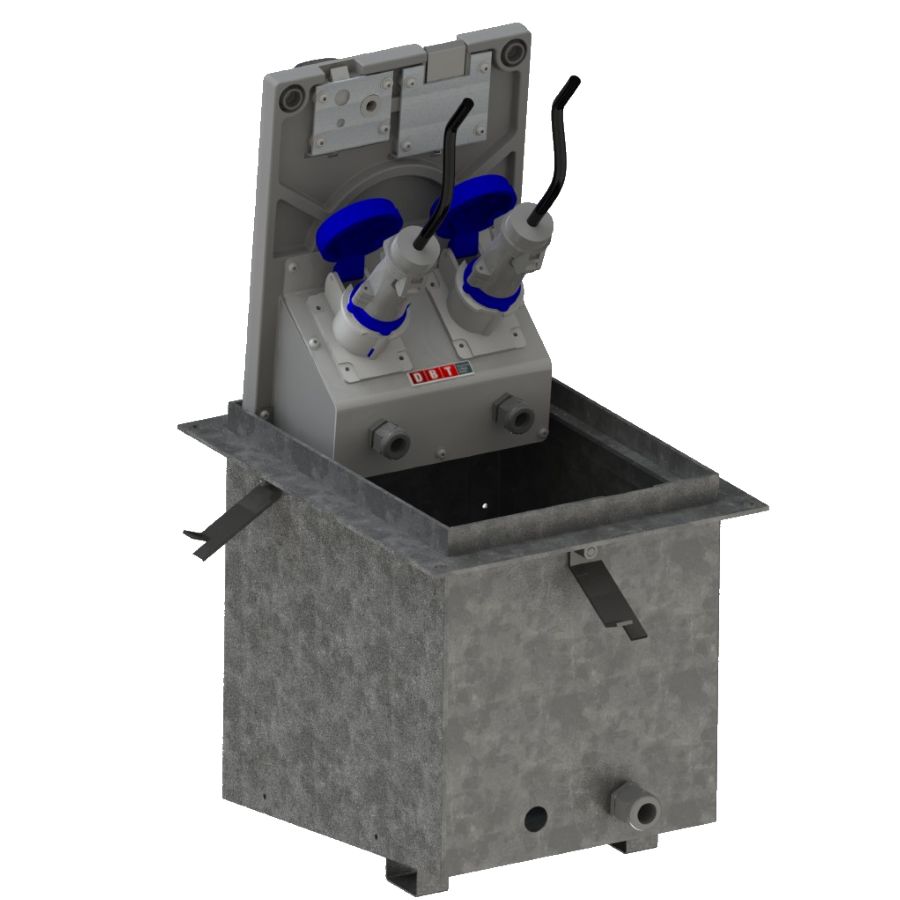 Borne électrique escamotable avec verrouillage automatique en position fermée