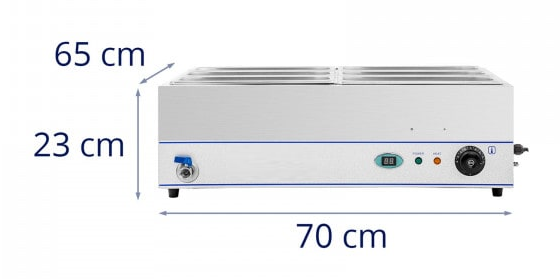 Bain-marie - 6 bacs gn 1/3 - avec table et robinet de vidange_1