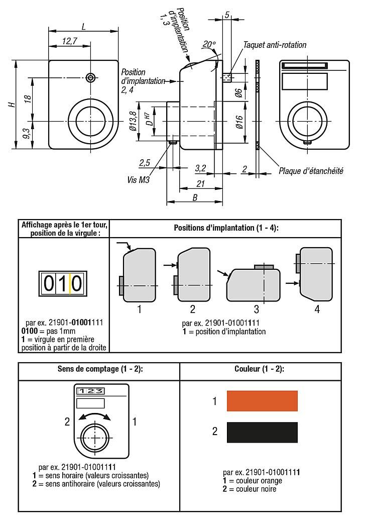 Indicateur de position - norelem - arbres creux Ø 10 H7 mm - 21940 - Carter polyamide et acier résistant_1