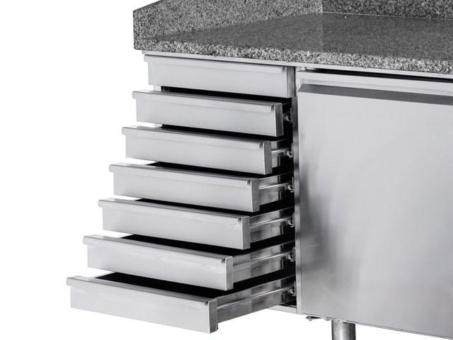 Table à pizza 2 portes EN 60x40 + 7 tiroirs + granit + vitrine | L2g - PZ2610TN-VRX380_1