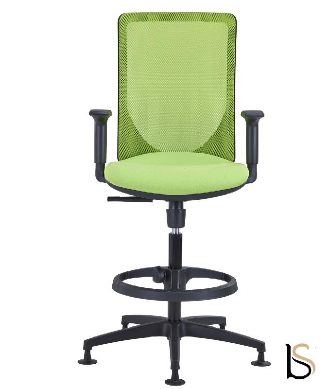 Tabouret avec dossier résille ELLY - Réglable hauteur, Vert_1