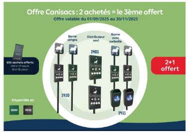 Totems Canisacs + Corbeille - 2 achetés = le 3eme offert + 500 sachets offerts par distributeur_1