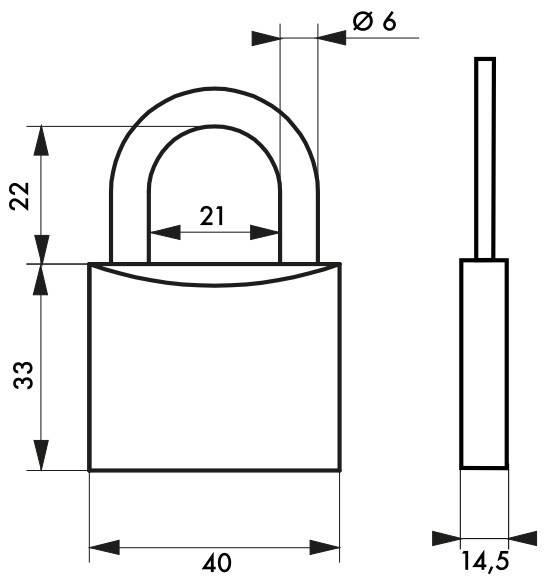Cadenas à clé type 1 - 40 mm - Corps laiton monobloc - Anse acier cémenté nickelé - Thirard_1