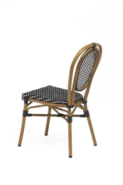 Chaise de terrasse Louvre - tressage noir et blanc - aluminium rotin - empilable et légère_1