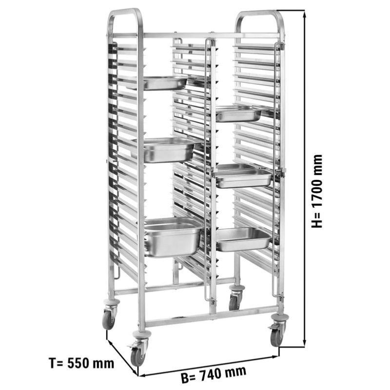 Chariot inox à plateaux double - 32 niveaux GN 1/1_1