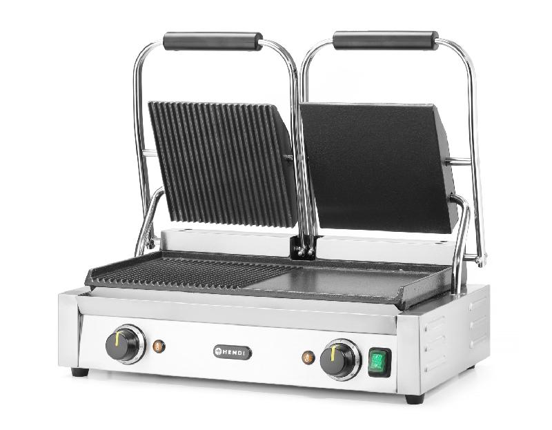 Grill de contact modèle double 1/2 rainuré 1/2 lisse inf.475x230mm HENDI_1