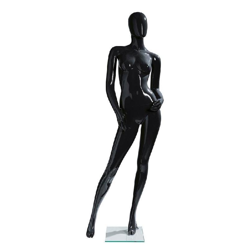Mannequin femme modulable noir laqué sans tête déhanché en polypropylène_1
