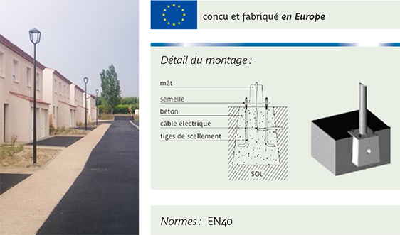 Mât d'éclairage public cylindro-conique conitop / en acier galvanisé thermolaqué_0