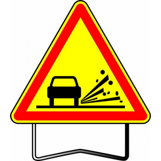 Panneau de signalisation chantier AK22 - Projection de gravillon 1000/850 mm - Certifié NF avec pieds galvanisés_1