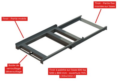 Tiroir à palettes pour lisses 600 kg - TP600 - 70% - 800 x P 1200 mm - CR34C002-J_1