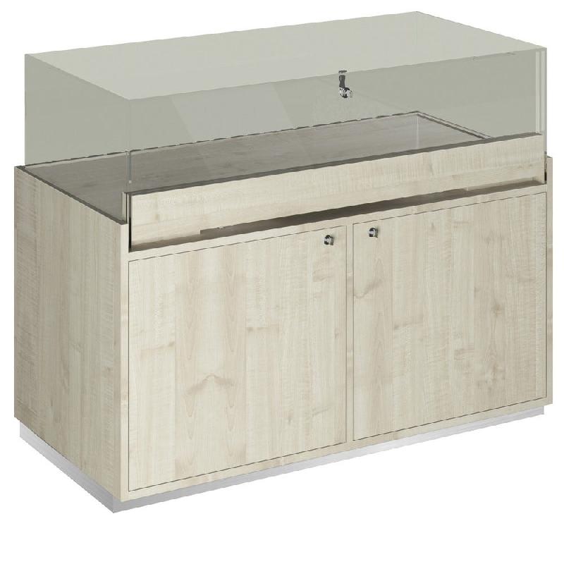 Comptoir T03 vitrine 4 Faces et MDF naturel+érable - 120x60x93cm_1
