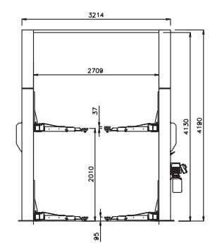 Élévateur à 2 colonnes TECO 3202 A - électro-hydraulique, 3200 Kg, liaison aérienne sans base_1