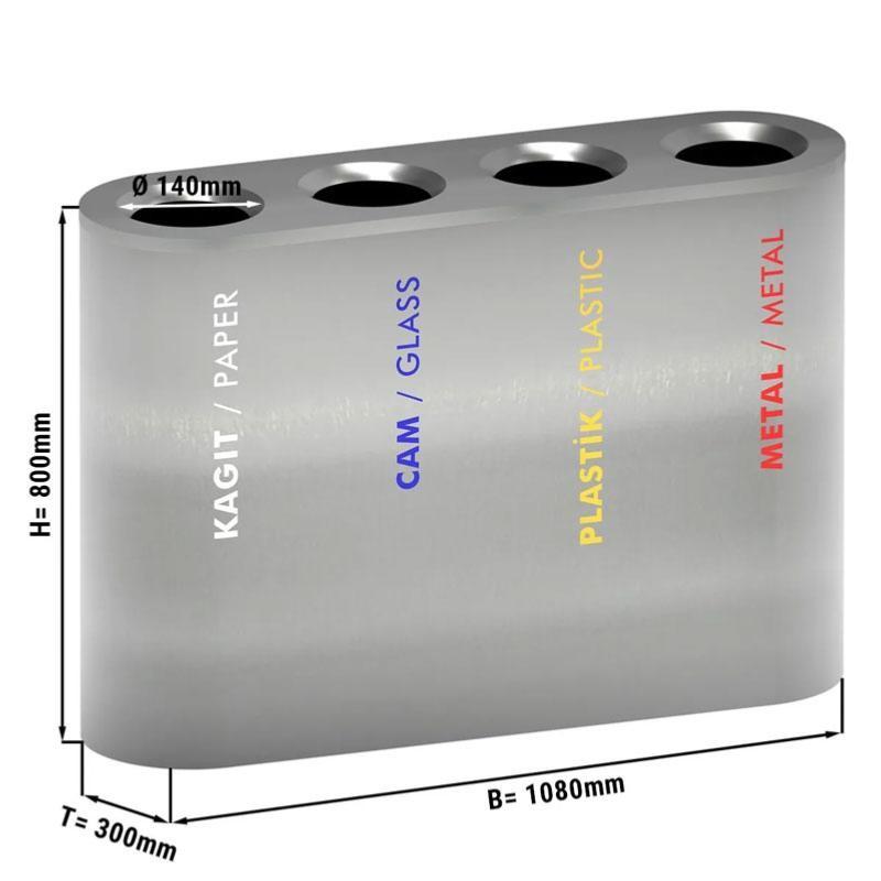 Poubelle de tri des déchets à 4 compartiments - inox_1